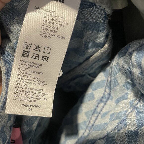 Chuu Skirt Womens Size Small Mini Denim Pleated Jean Light Wash Checkered Preppy - Picture 4 of 6